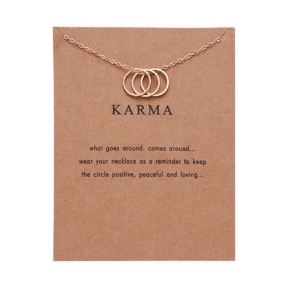Jewelry - 3/$20 Karma necklace 3 rings gold plated rings